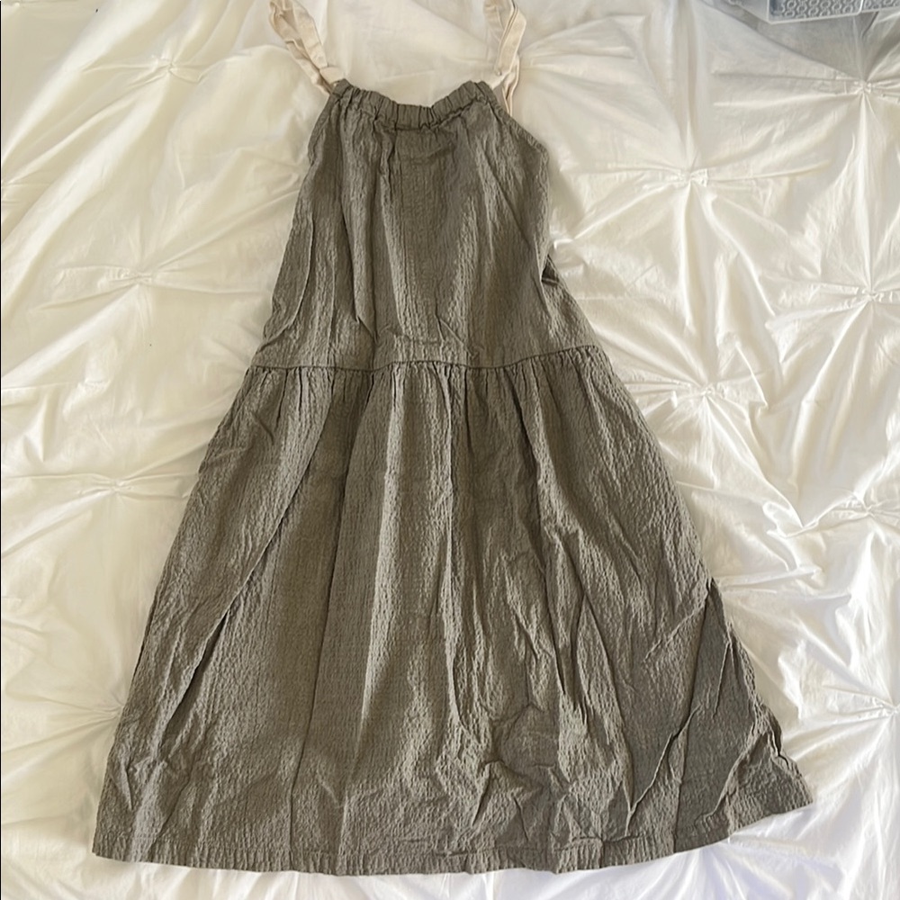 Zara girls grey tiered Dress with Beige Accents